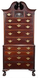Boston Chippendale Style Mahogany Chest on Chest 