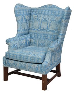 Chippendale Style Upholstered Wing Back Armchair