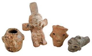 Four Small Earthenware Figural Items 