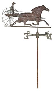 Copper and Zinc Horse and Sulky Weathervane