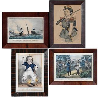 Four Currier and Ives Military Theme Prints