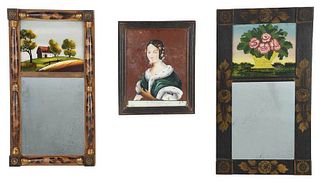 Two Reverse Painted Mirrors, Portrait of Lady