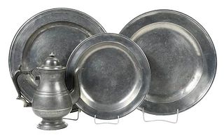 Four American/Southern Pewter Objects