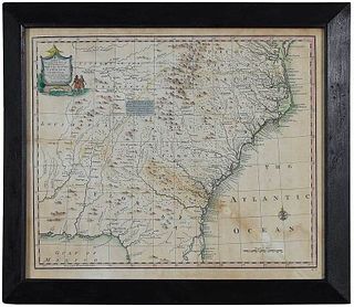 Emanuel Bowen North and South Carolina Map, 1747