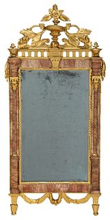 Neoclassical Gilt Wood and Marble Bilbao Mirror