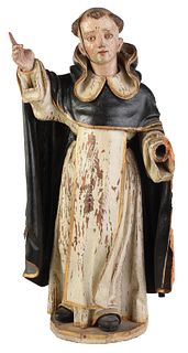 Large Carved and Polychromed Devotional Figure