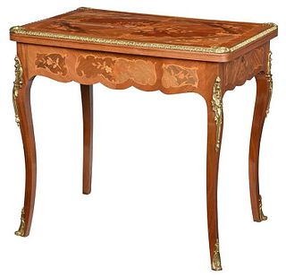 Louis XV Style Mahogany Marquetry Games Table