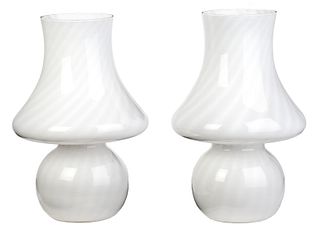 Pair Modern Italian Murano Glass Table Lamps