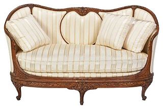 Provincial Louis XV Style Carved and Upholstered Sofa