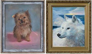 Two American School Dog/Wolf Paintings