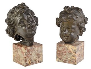 Pair of Bronze Cherub Heads