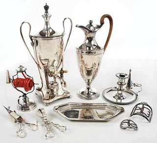 Nine Pieces Early Silver Plate