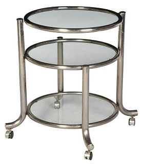 A Modern Chrome And Glass Cocktail Table
