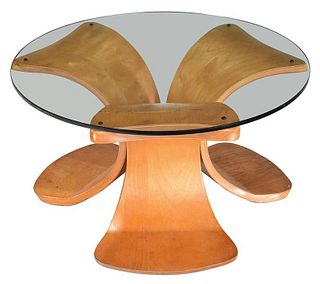 Danish Modern Bentwood Glass Top Side Table