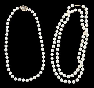 Two 14kt. Pearl Necklaces