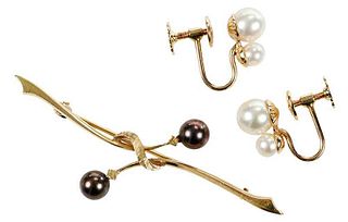 Two 14kt. Pearl Pieces of Jewelry 
