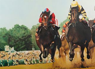Terrence Fogarty Oil on Canvas Horse Racing