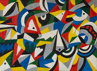 Walter Quirt Abstract Painting Oil on Board