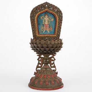 Chinese Lacquer Wood Bajixiang Buddhist Altar Urn