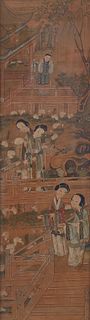 19th c. Chinese Painting Gouache on Paper of Cour