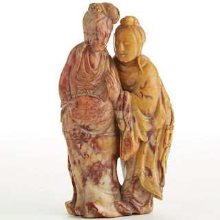 Chinese Soapstone Carving of a Pair of Figures