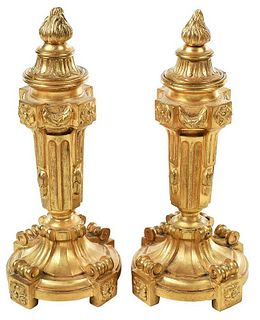 Pair Louis XVI Style Flame Finial Garnitures