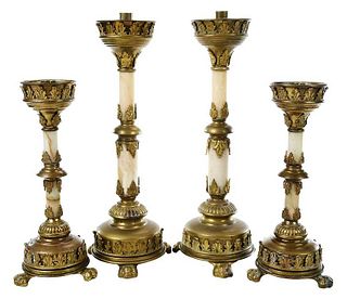 Two Pairs of Gothic Style Candlesticks