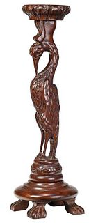 Black Forest Style Carved Figural Heron Stand