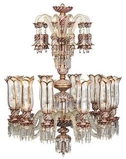 Enamel Decorated Glass Chandelier 