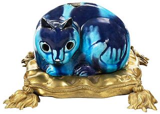 Chinese Export Porcelain Cat Nightlight