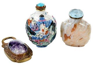 Two Chinese Snuff Bottles and Decorative Pendant