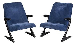 Pair Upholstered Bengt Ruda Lounge Chairs