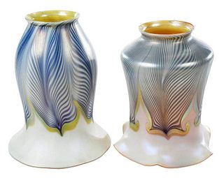 14 Quezal Luster Art Glass Shades