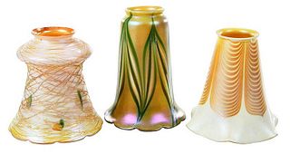 12 Quezal and Steuben Art Glass Shades