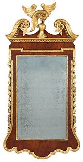 Chippendale Style Walnut and Parcel Gilt Mirror 