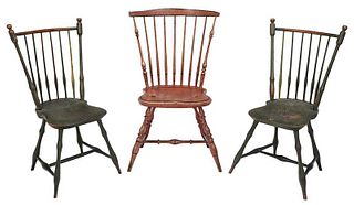 Three New England Paint Decorated Windsor Chairs