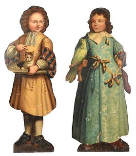Two Paint Decorated Figural Dummy Boards