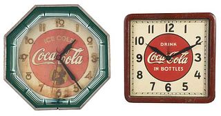 Two Vintage Electric Coca Cola Clocks