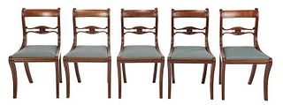 Five Carved Mahogany Classical Side Chairs