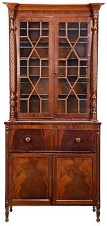 Southern Late Federal Mahogany Desk and Bookcase
