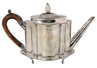 English Silver Teapot and Underplate