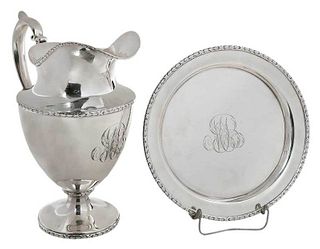 Sterling Pitcher and Round Tray