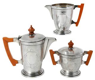 Indian Colonial Art Deco Silver Coffee Service