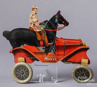 Moxie tin lithograph advertising horse car