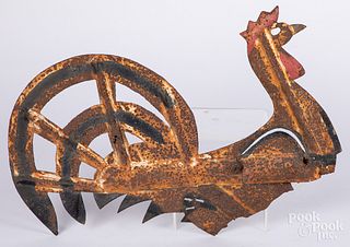 Painted sheet iron rooster weathervane, 19th c.