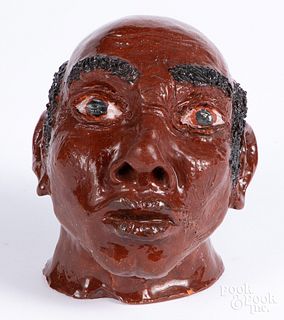 Redware figure of an African American mans head