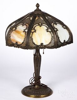 Slag glass table lamp, early 20th c.
