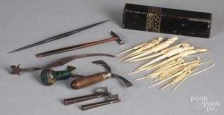 Group of early sewing accessories
