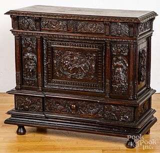 German carved oak cabinet, late 19th c.