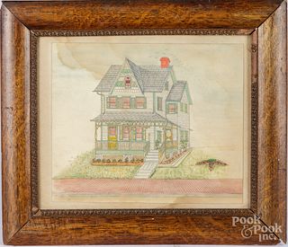 Watercolor drawing of a house